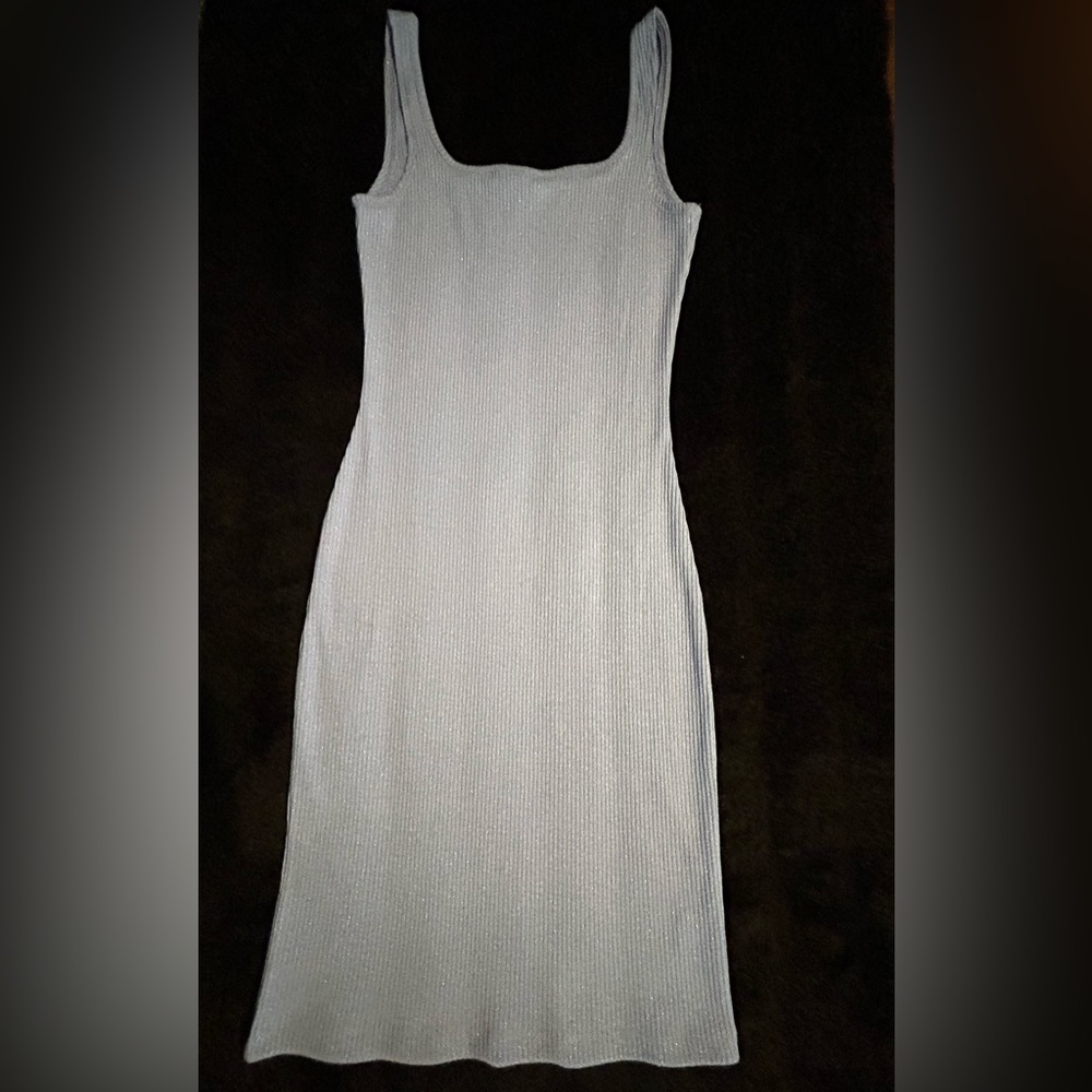 Ladies Bodycon Dress light blue stretch and fits comfortably doesn’t ride up
